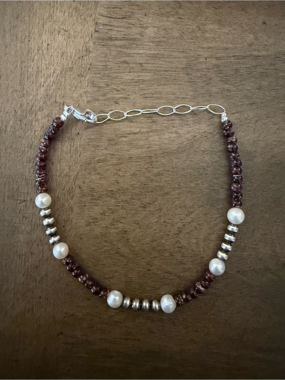 Sterling silver purple spiny oyster anklet 9 to 11 inches